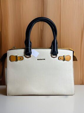 BOSTANTEN Structured Two Tone Leather Handbag Designer Purse Classic Business